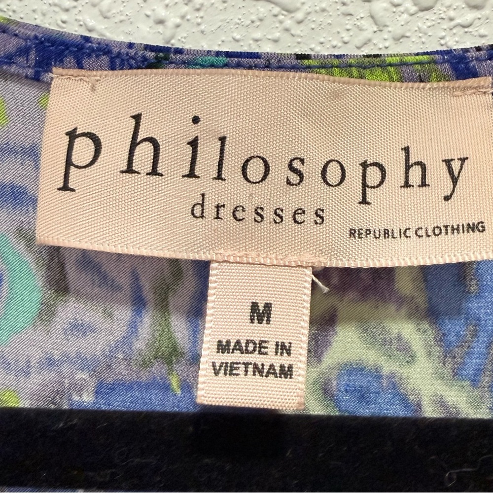 Philosophy Long Sleeveless V-Neck Maxi Dress in Blue and Green Paisley M - Picture 2 of 8
